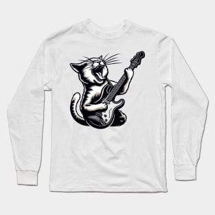 Cat Playing Guitar Long Sleeve T-Shirt